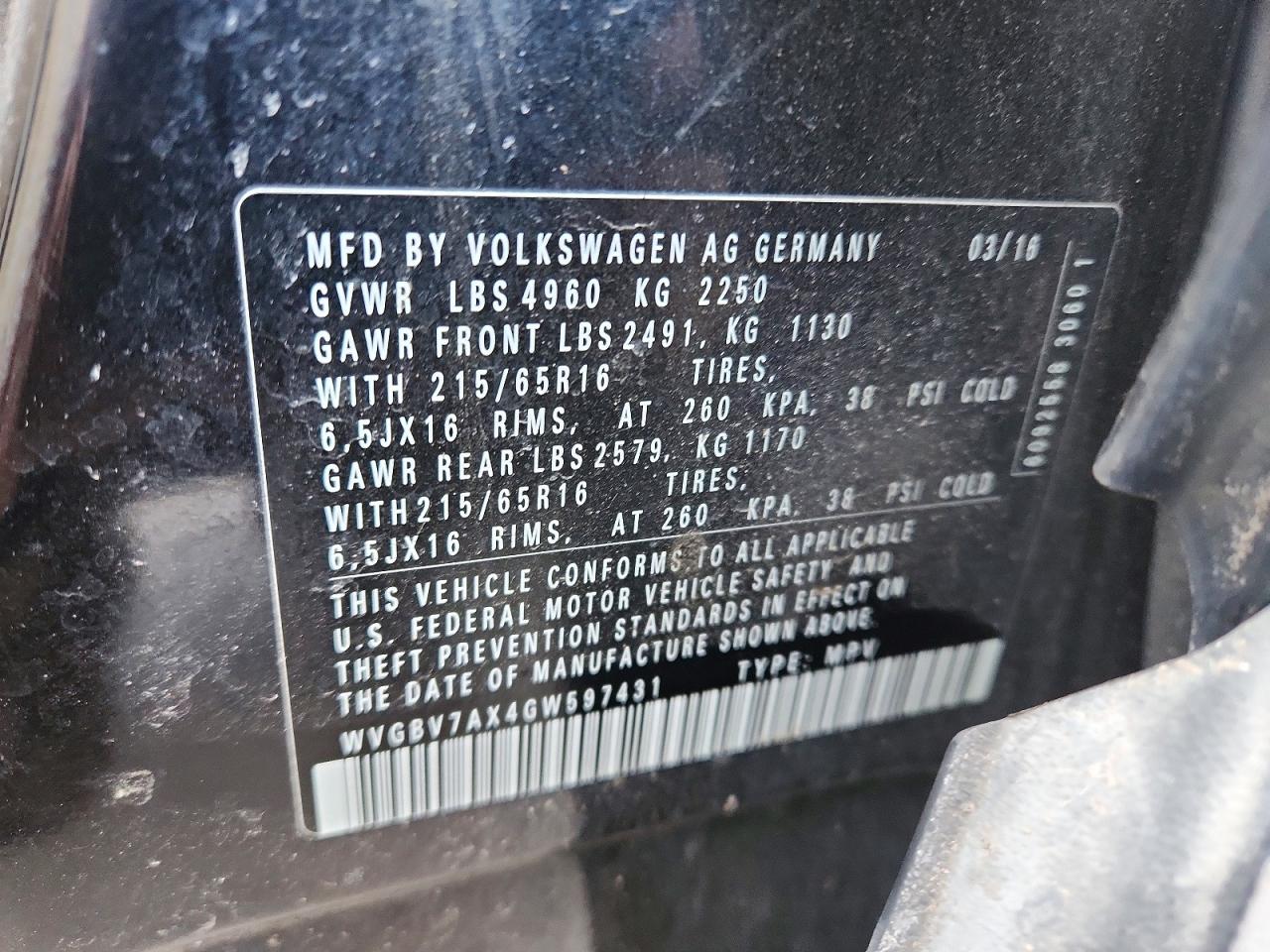 2016 VOLKSWAGEN TIGUAN S photo 25