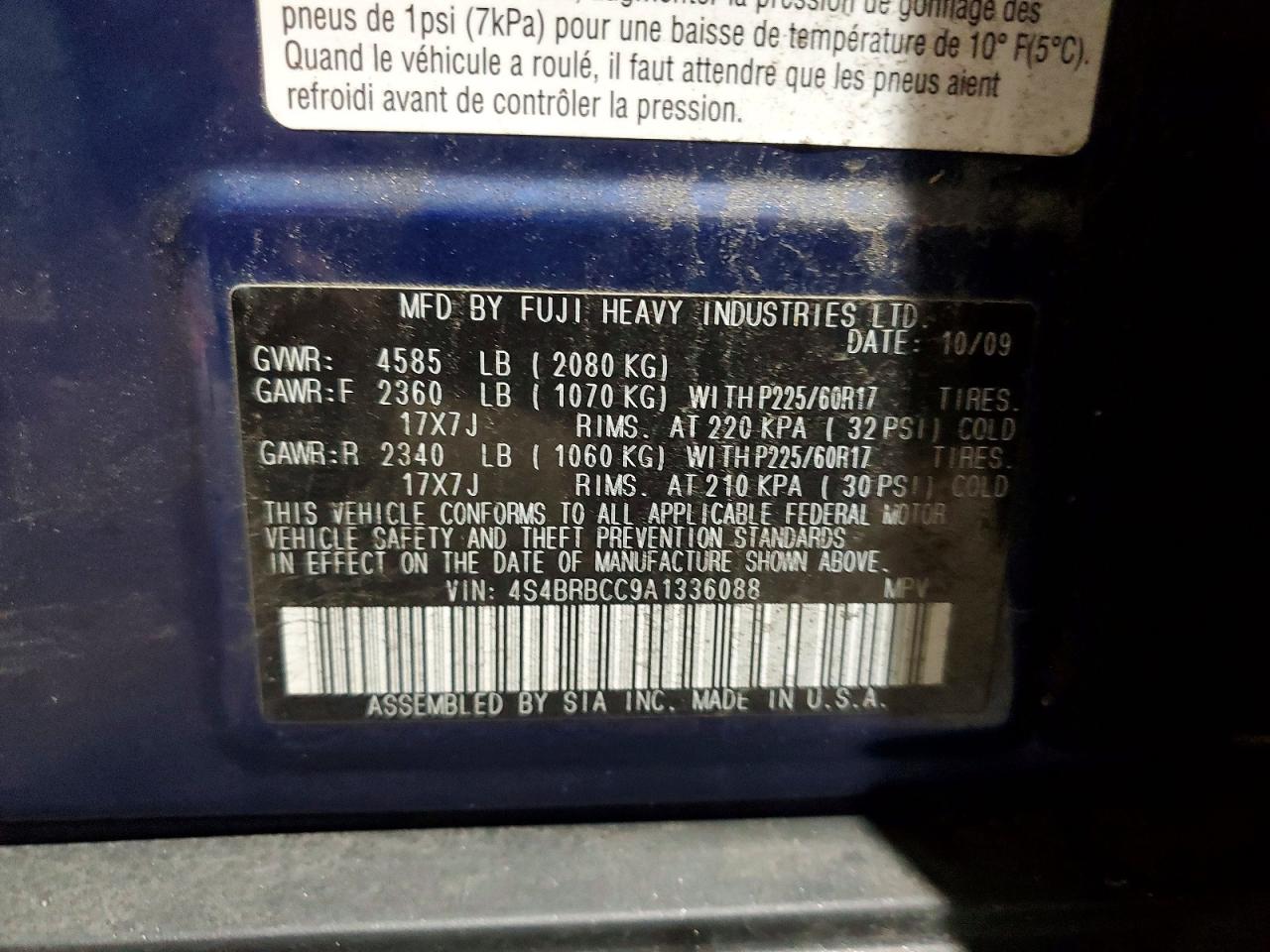 2010 SUBARU OUTBACK 2.5I PREMIUM photo 23