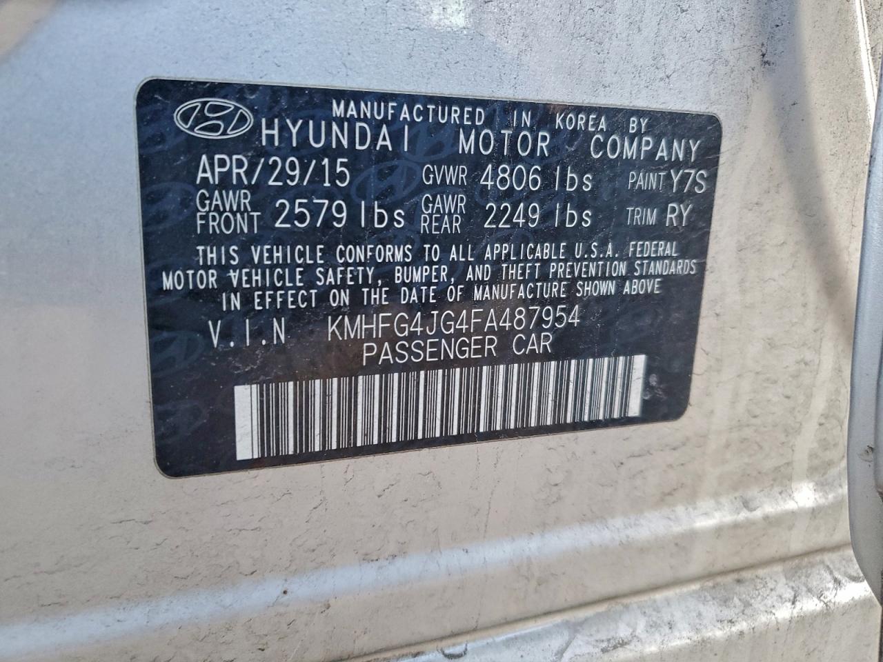 2015 HYUNDAI AZERA photo 13