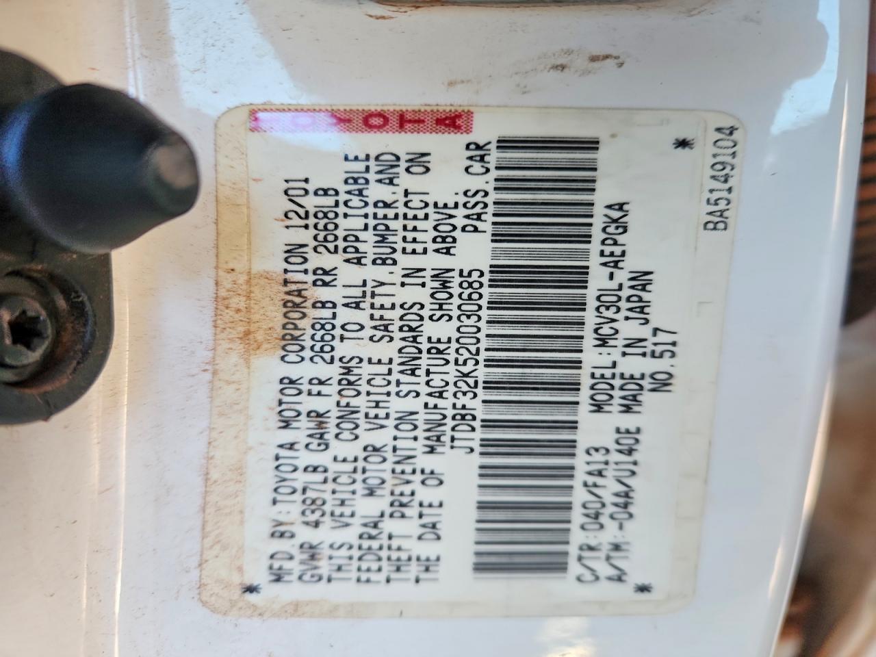 2002 TOYOTA CAMRY LE photo 12