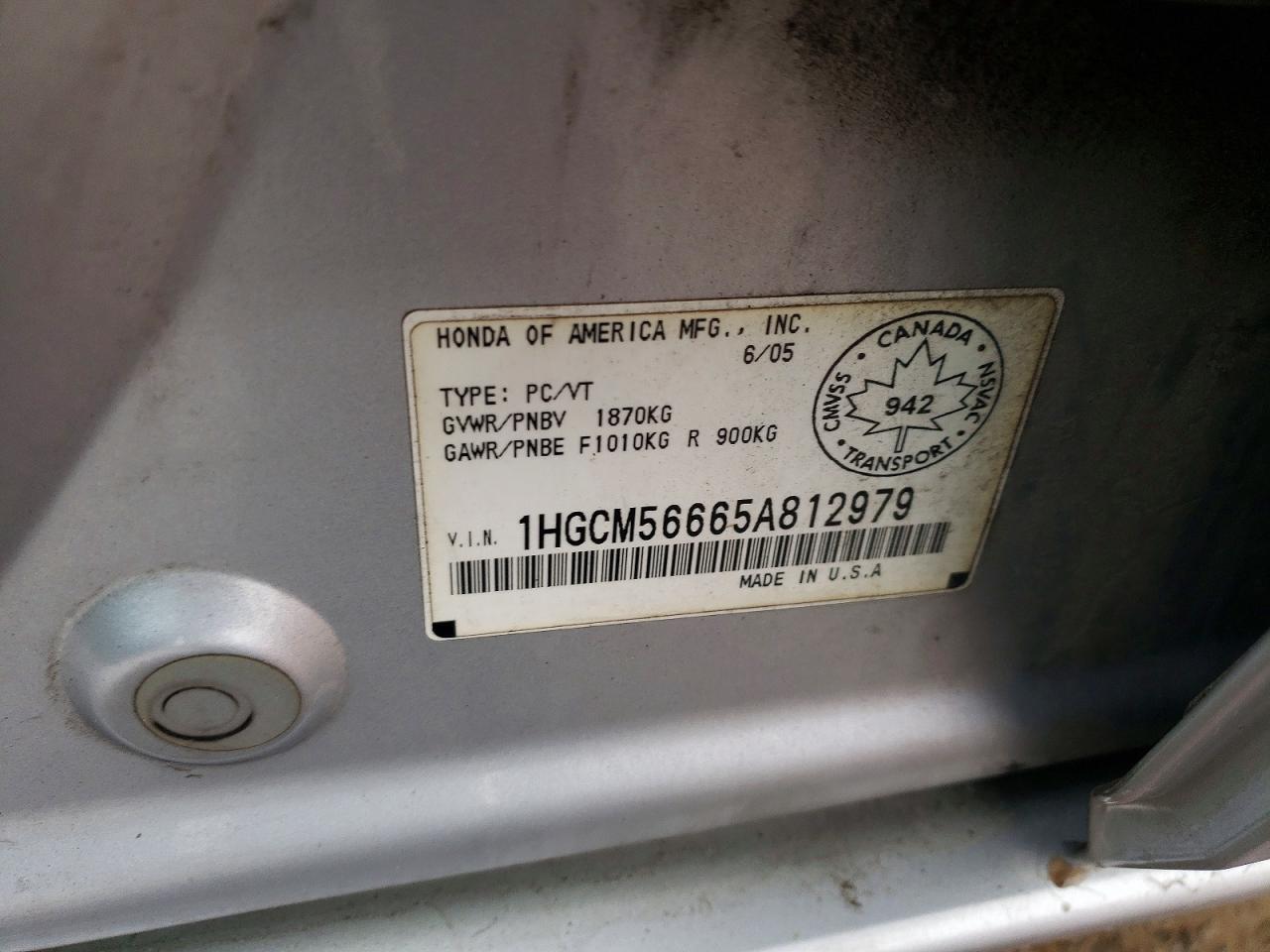 2005 HONDA ACCORD EX photo 12