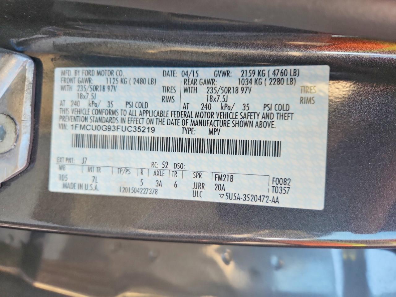 2015 FORD ESCAPE SE photo 34