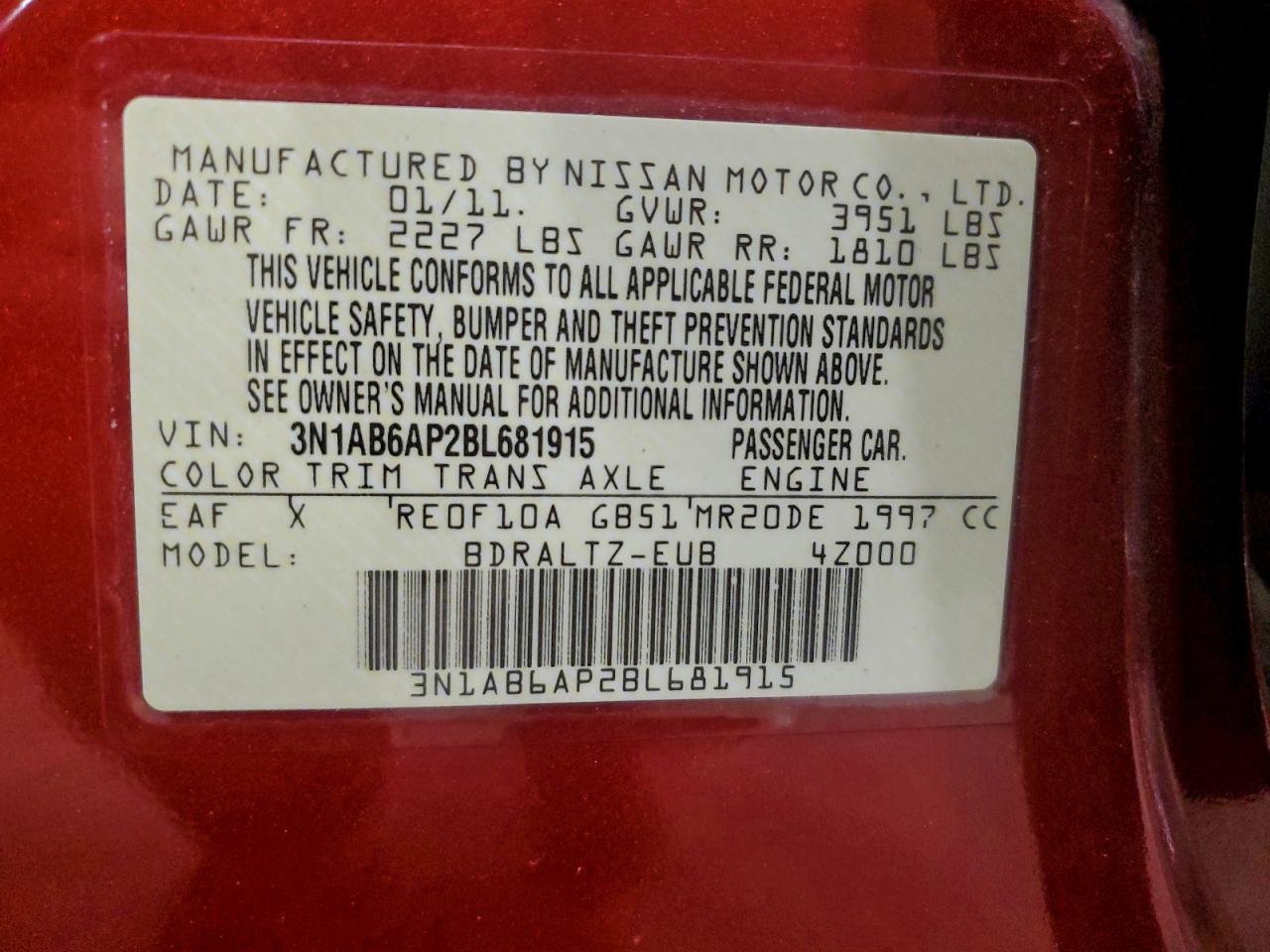 2011 NISSAN SENTRA 2.0 photo 23