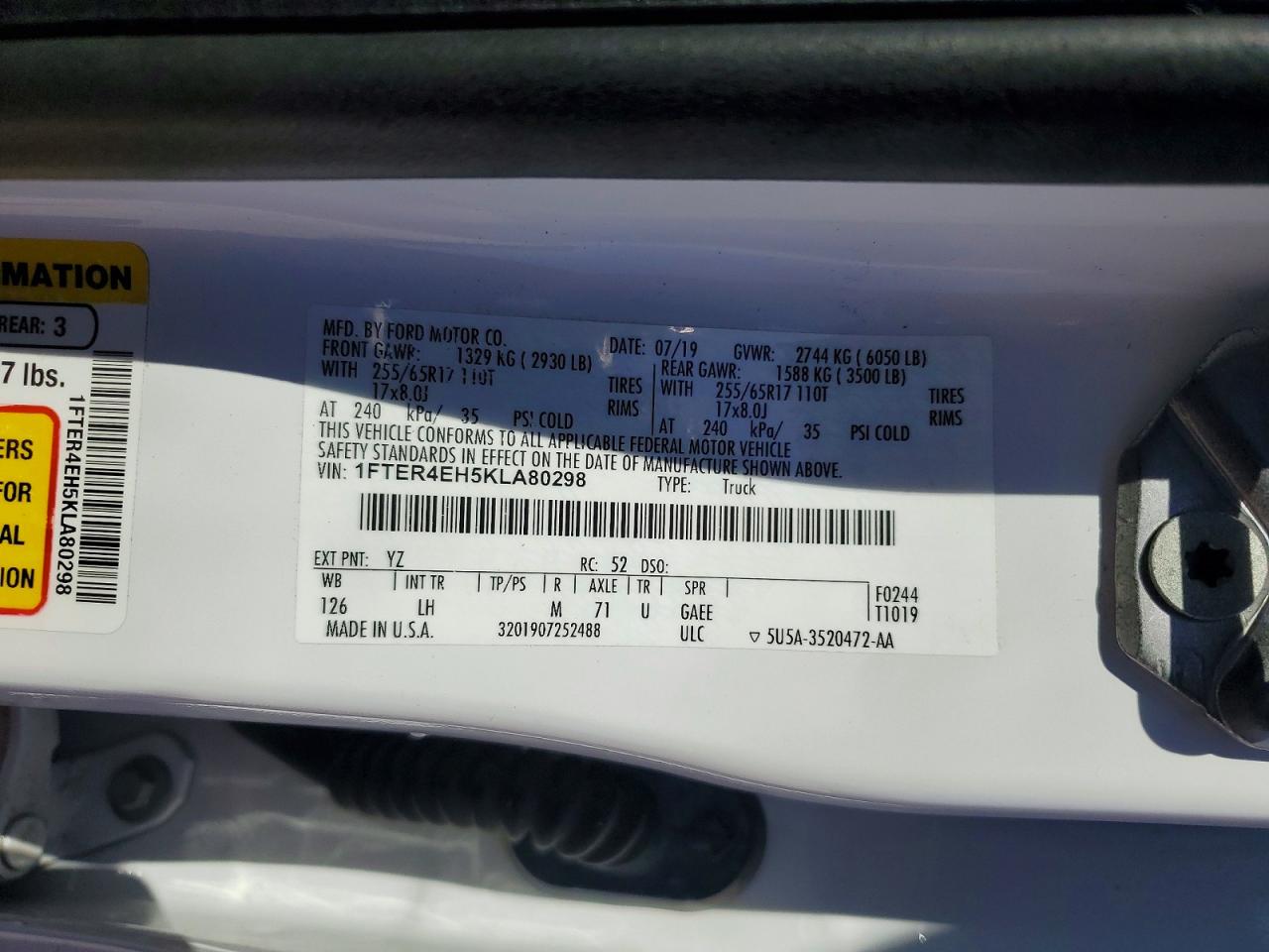 2019 FORD RANGER XL photo 23