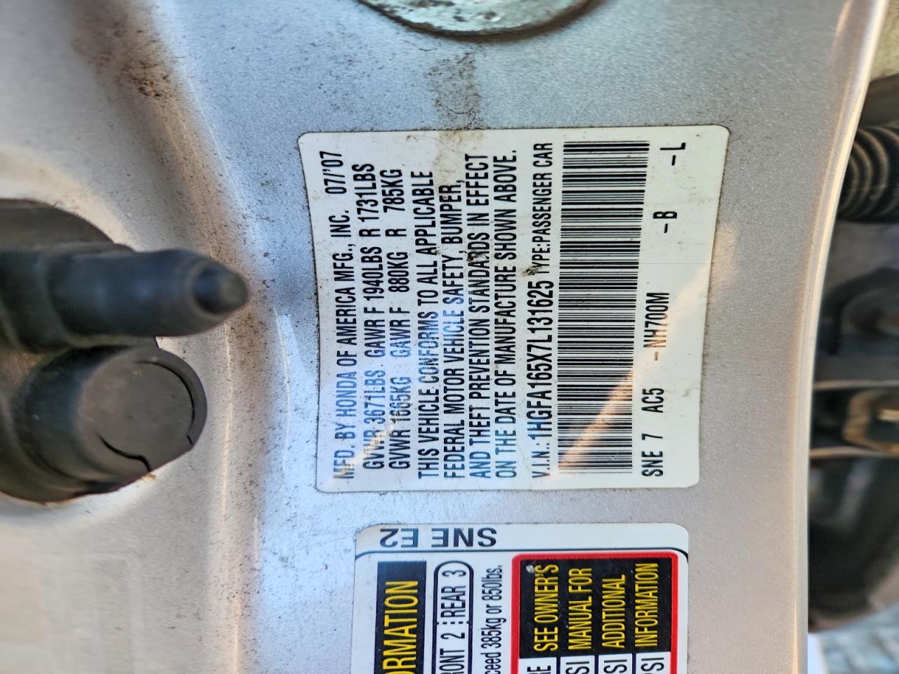 2007 HONDA CIVIC LX photo 12
