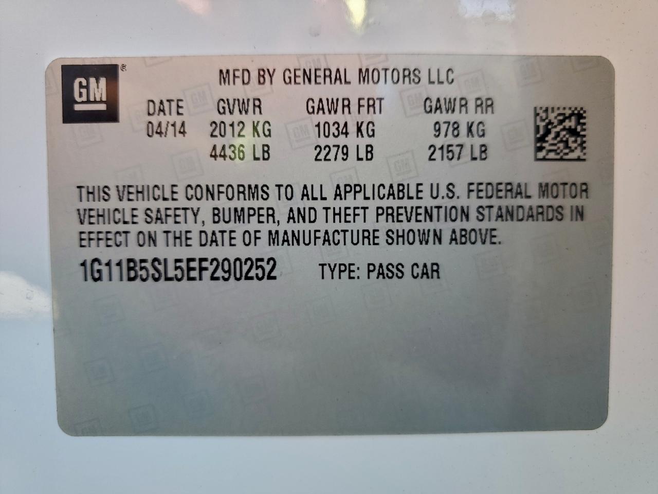 2014 CHEVROLET MALIBU LS photo 12