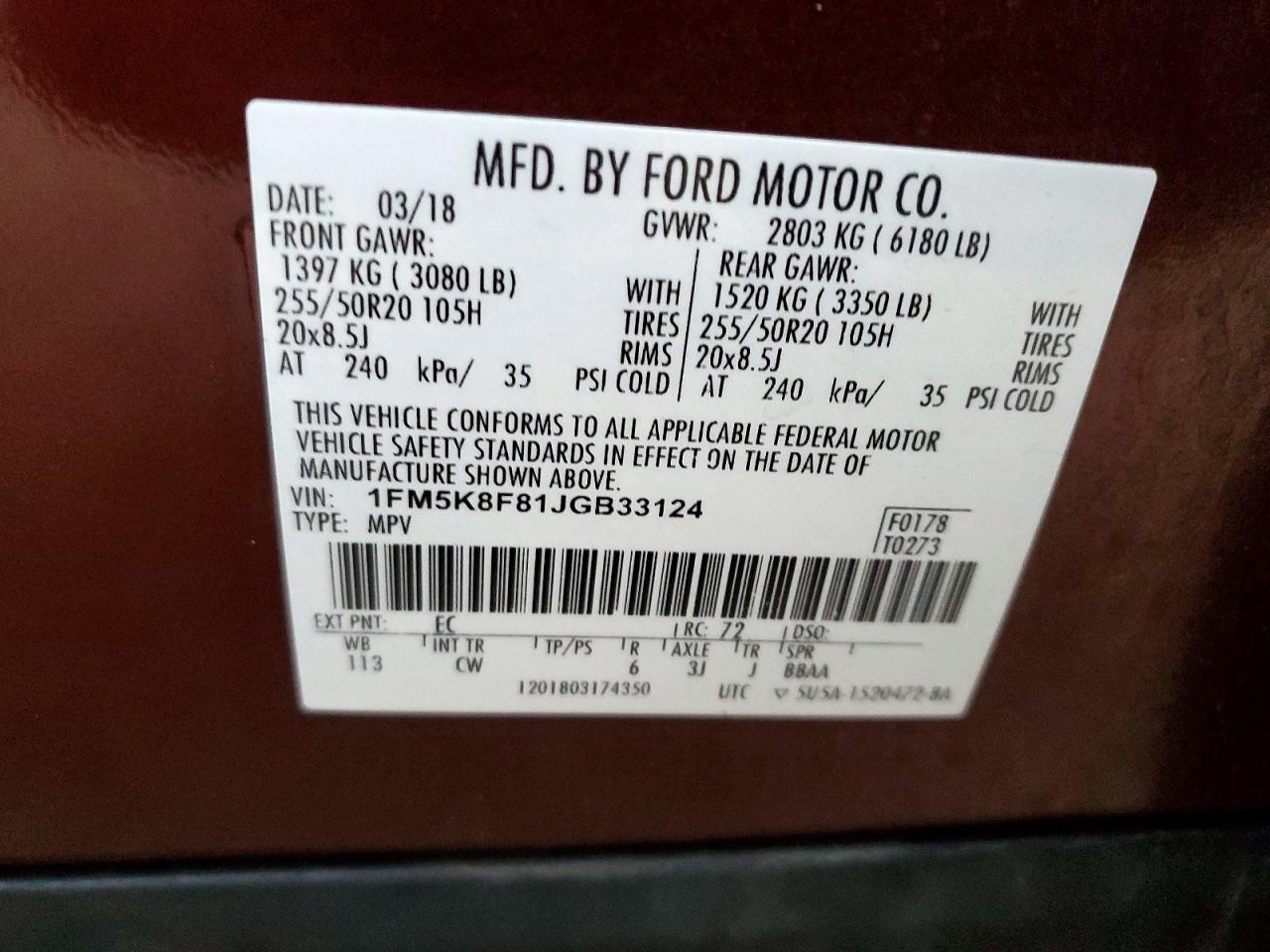 2018 FORD EXPLORER LIMITED photo 23