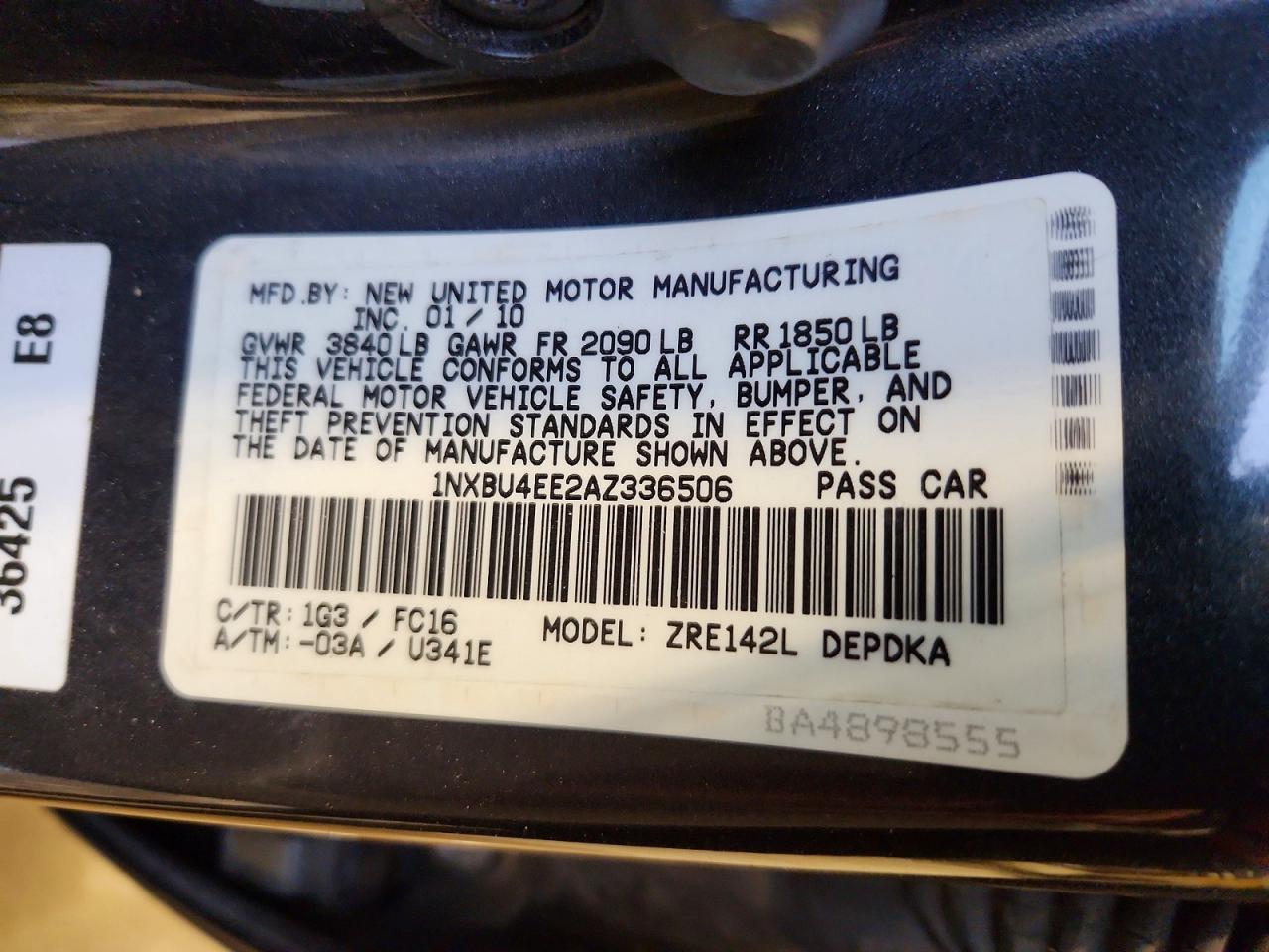 2010 TOYOTA COROLLA BASE photo 34