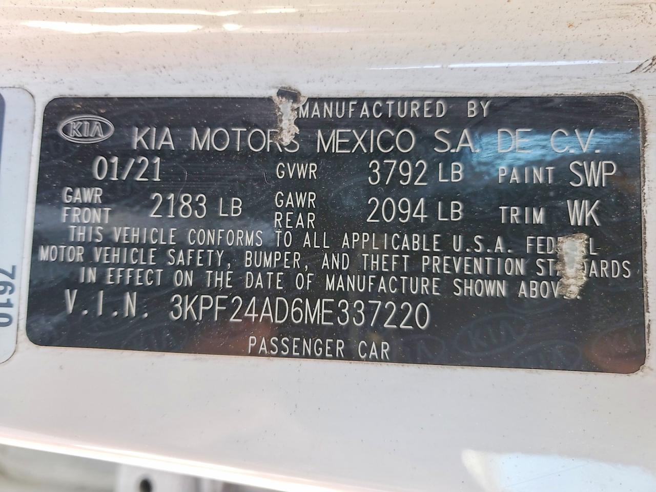 2021 KIA FORTE FE photo 12
