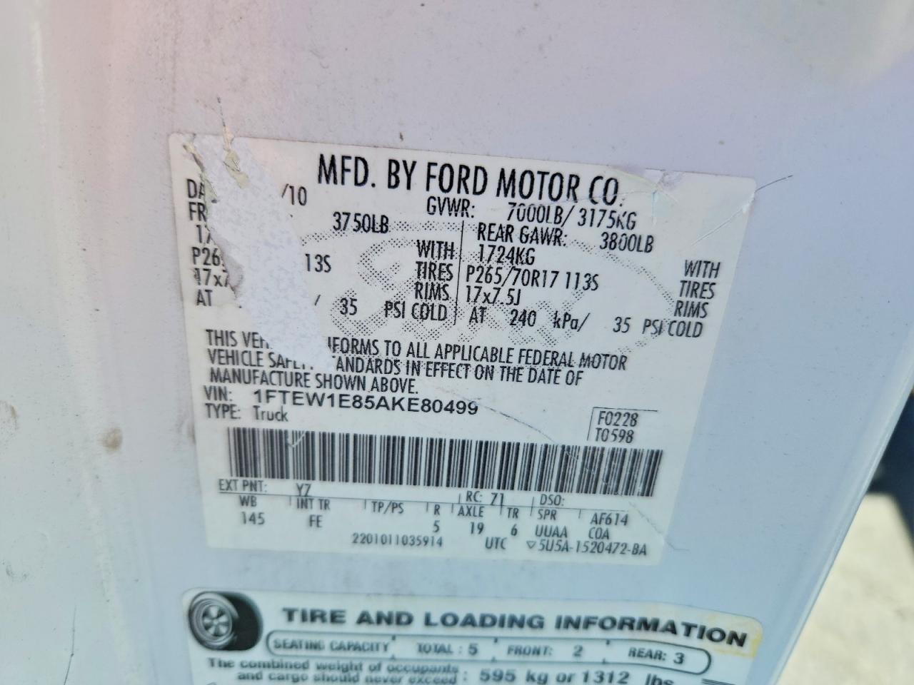 2010 FORD F150 SUPERCREW photo 34