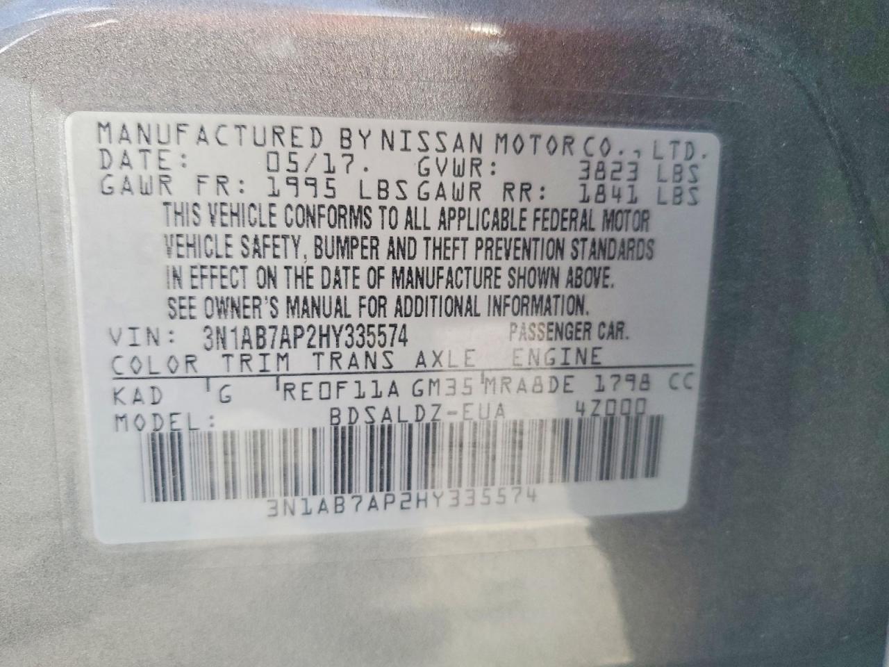 2017 NISSAN SENTRA S photo 25
