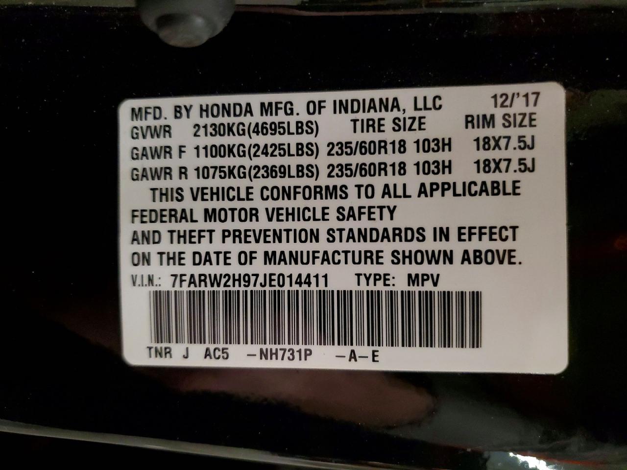 2018 HONDA CR-V TOURING photo 25