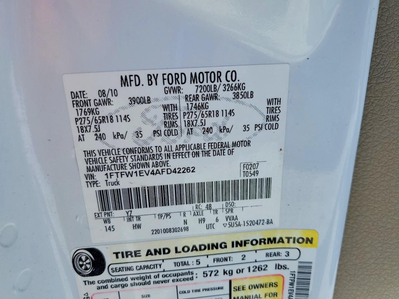 2010 FORD F150 SUPERCREW photo 12