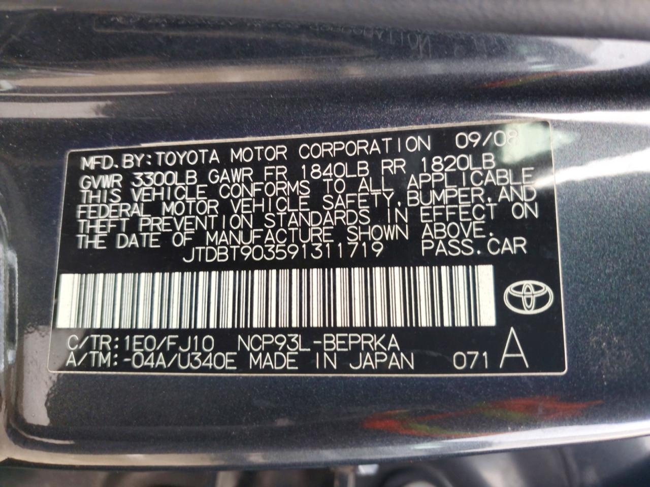 2009 TOYOTA YARIS photo 12