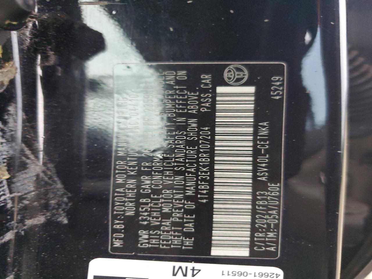 2011 TOYOTA CAMRY BASE photo 13