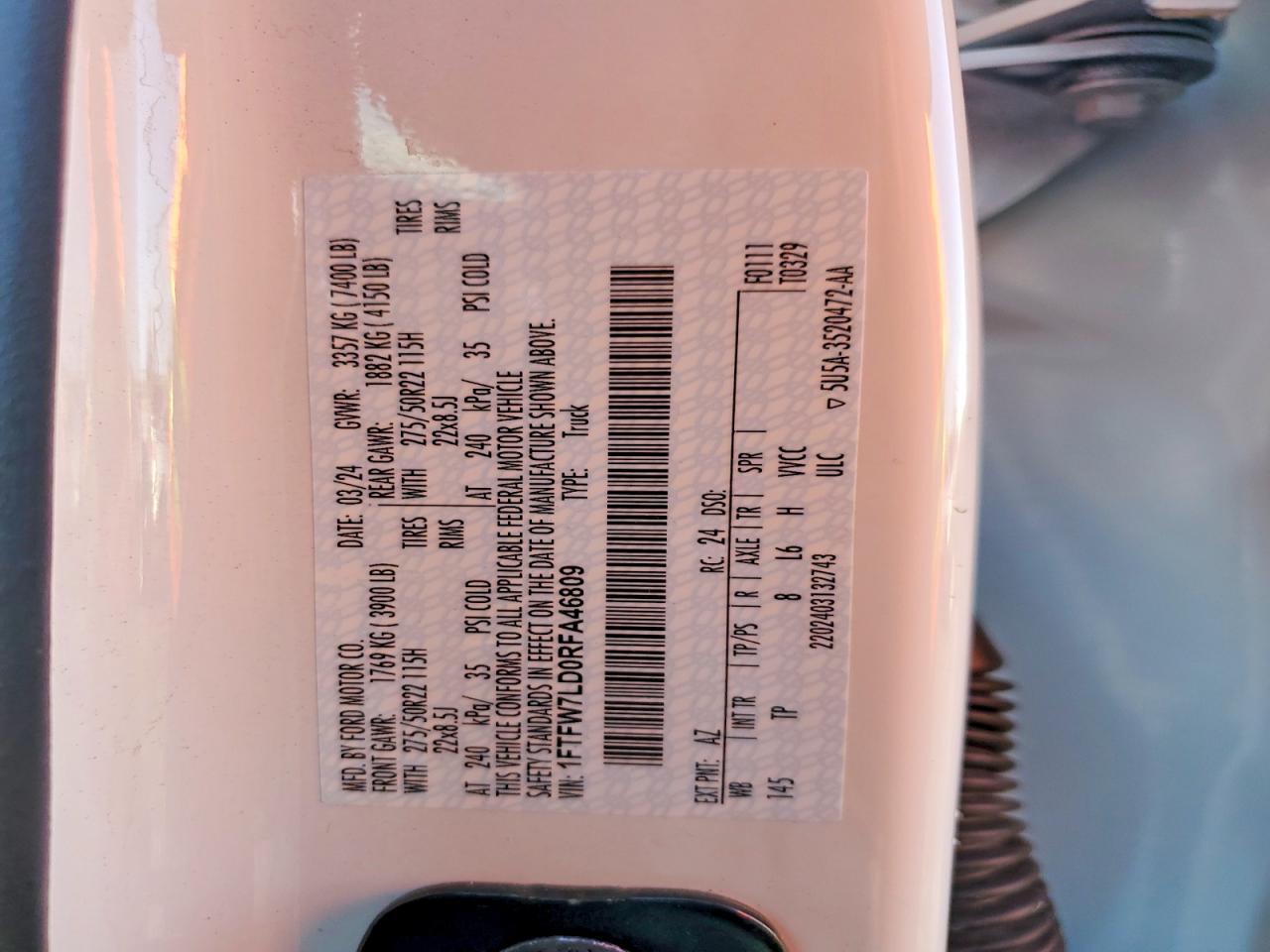 2024 FORD F150 PLATINUM photo 12