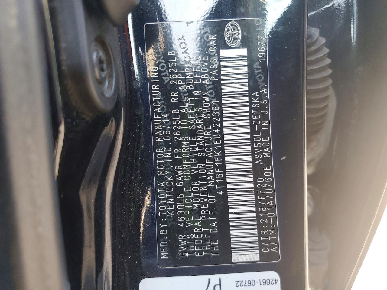 2014 TOYOTA CAMRY L photo 12