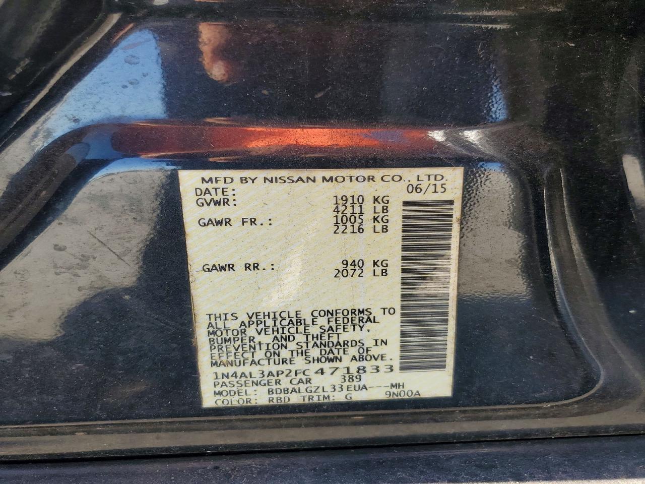 2015 NISSAN ALTIMA 2.5 photo 34
