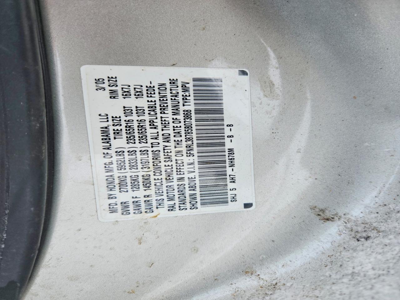 2005 HONDA ODYSSEY EXL photo 25
