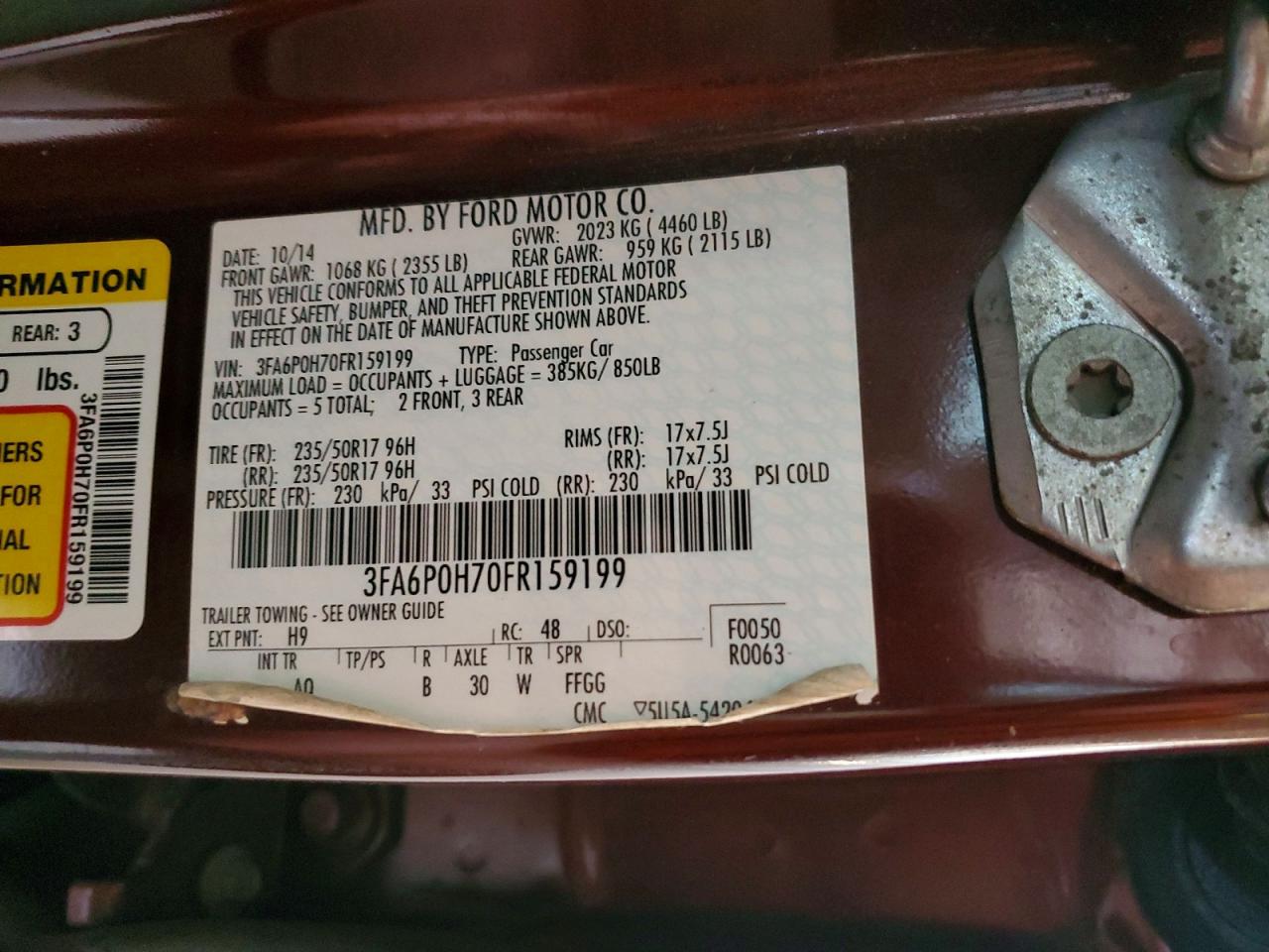 2015 FORD FUSION SE photo 12