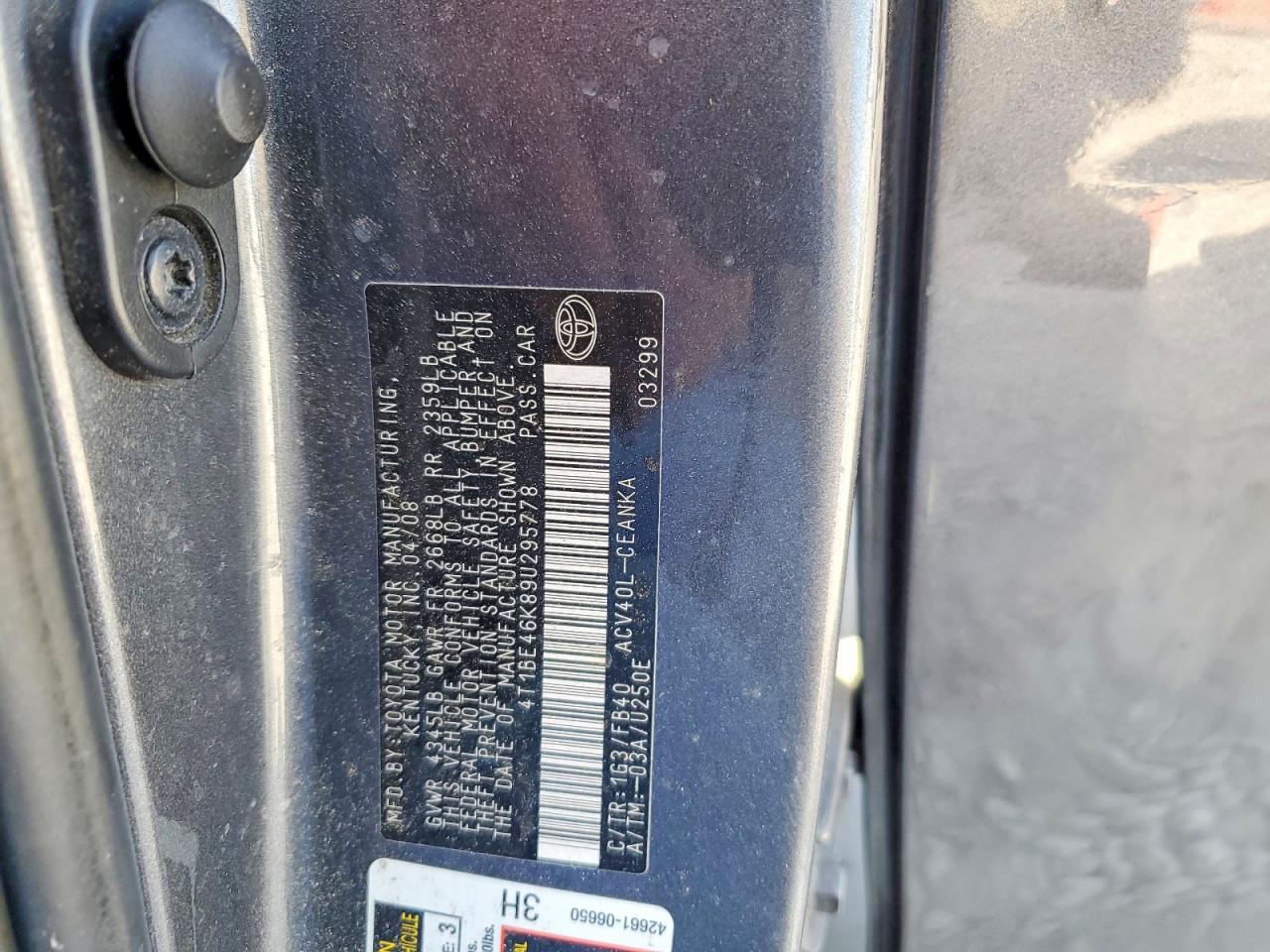2009 TOYOTA CAMRY BASE photo 12