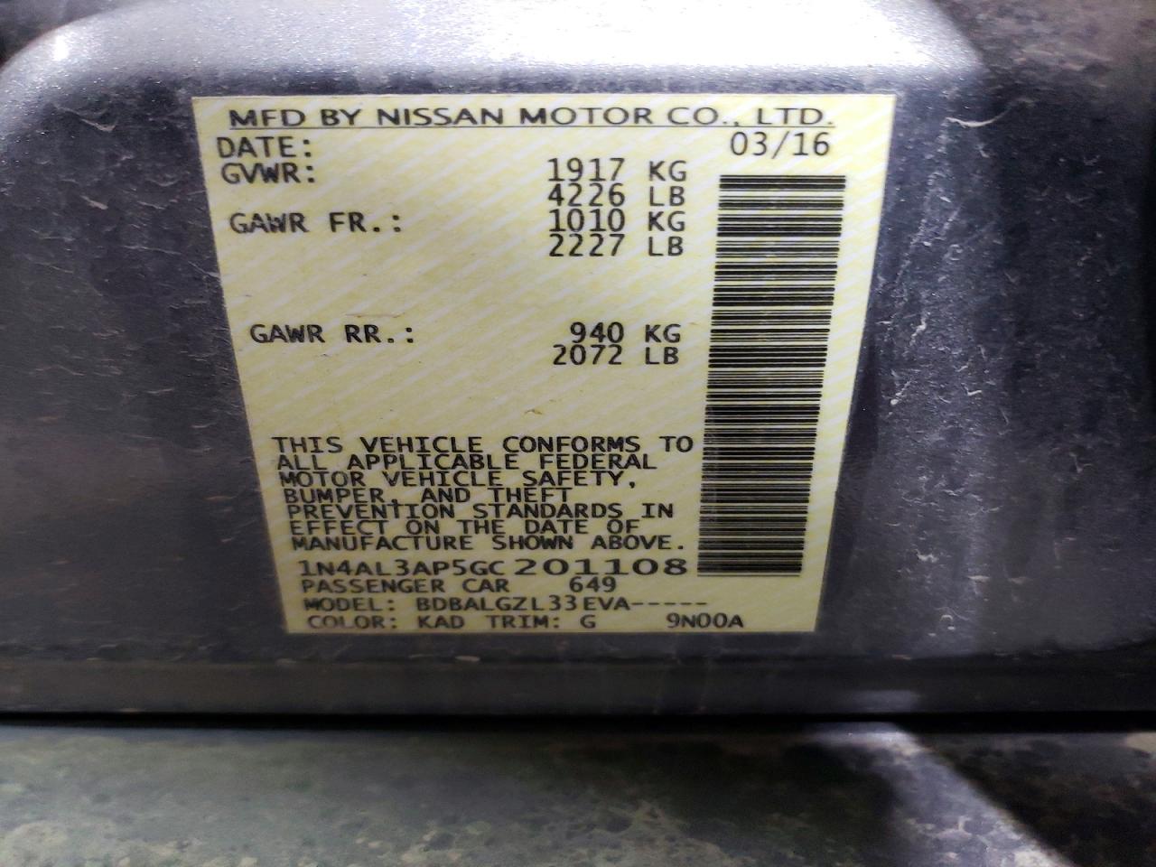 2016 NISSAN ALTIMA 2.5 photo 34