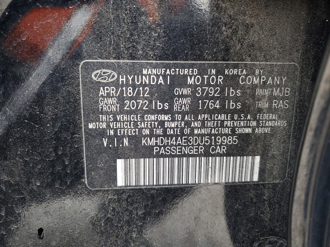 2013 HYUNDAI ELANTRA GLS photo 12