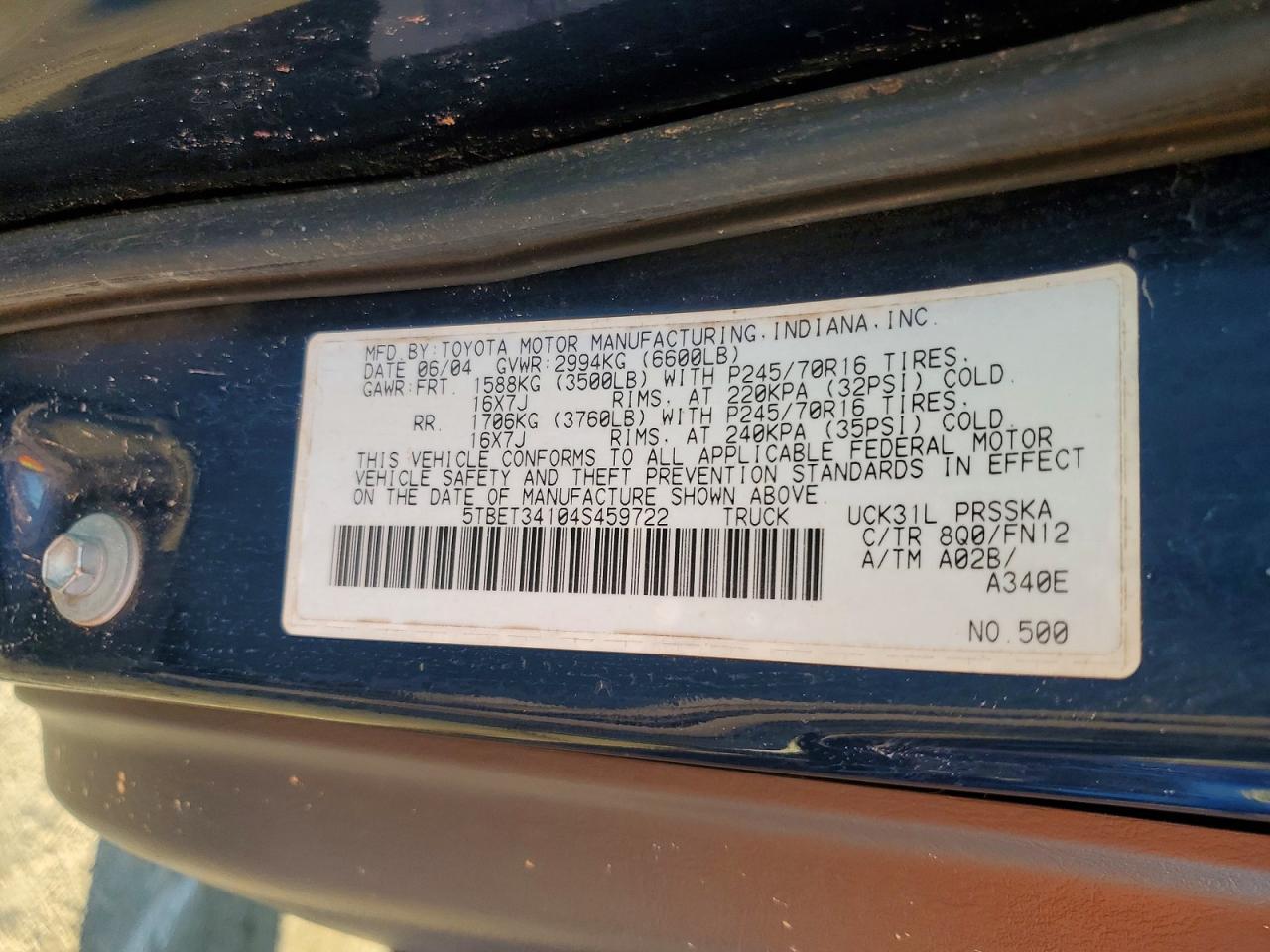 2004 TOYOTA TUNDRA DOUBLE CAB SR5 photo 12