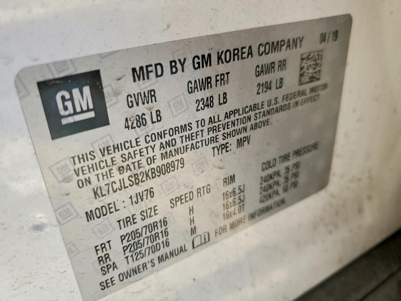 2019 CHEVROLET TRAX 1LT photo 13