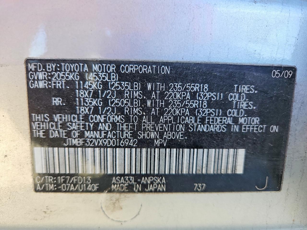 2009 TOYOTA RAV4 SPORT photo 13