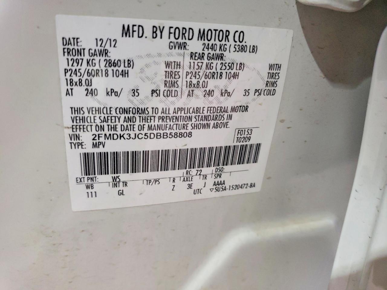 2013 FORD EDGE SEL photo 13