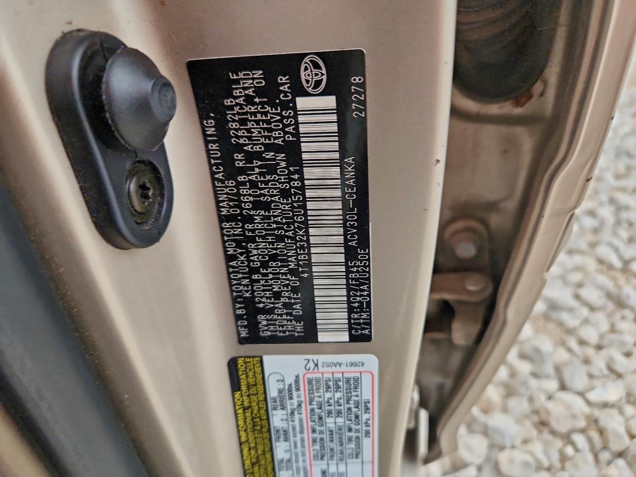2006 TOYOTA CAMRY LE photo 12