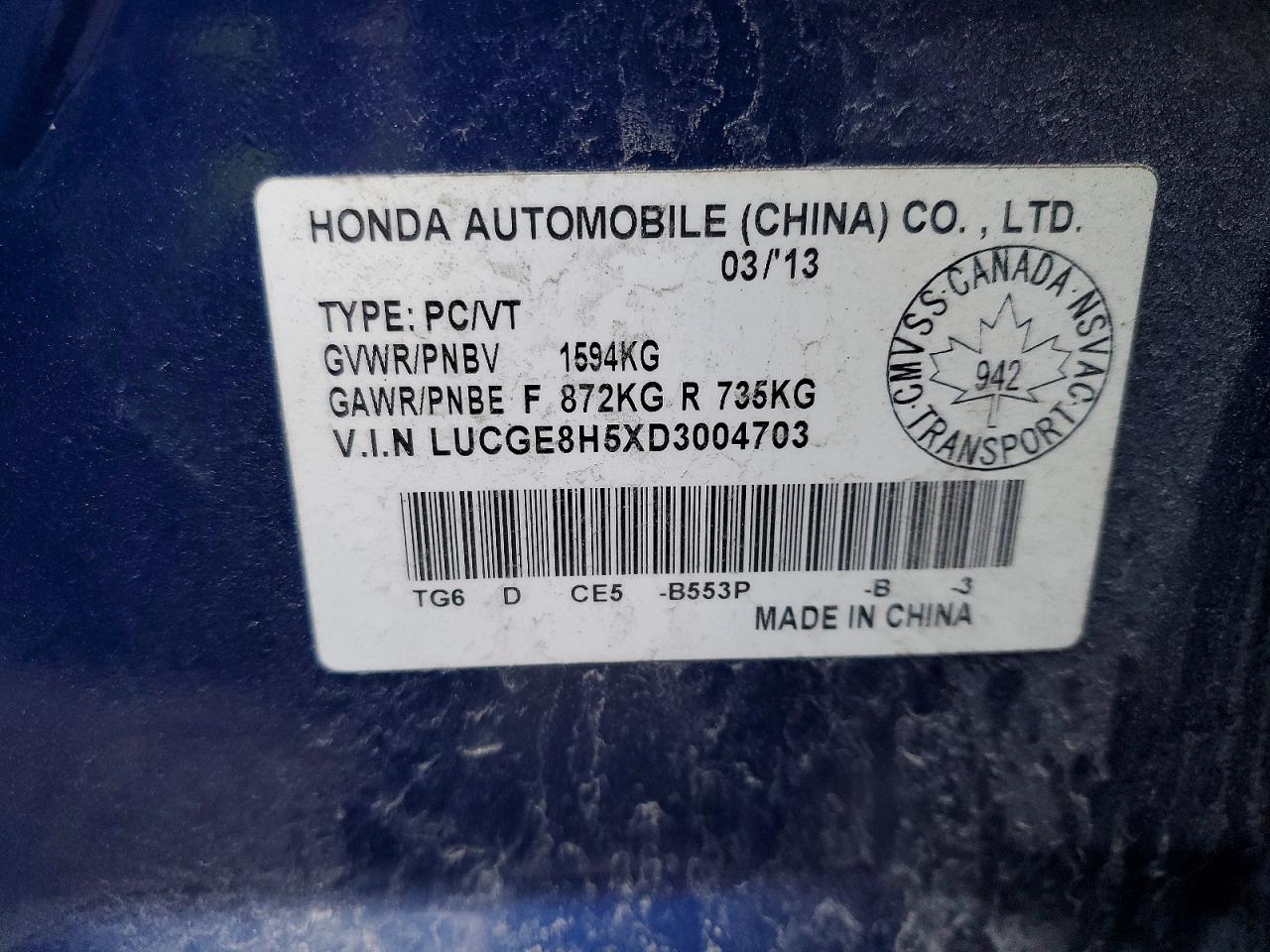 2013 HONDA FIT LX photo 12