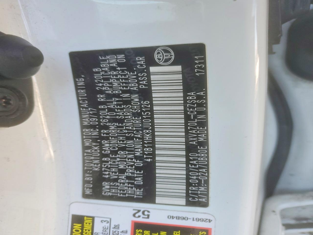 2018 TOYOTA CAMRY L photo 12