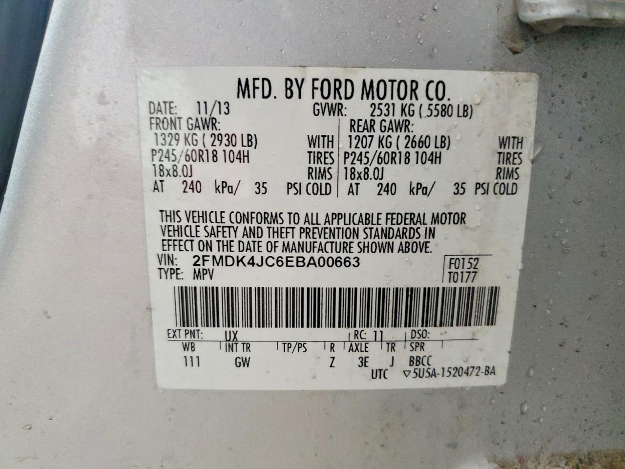 2014 FORD EDGE SEL photo 13