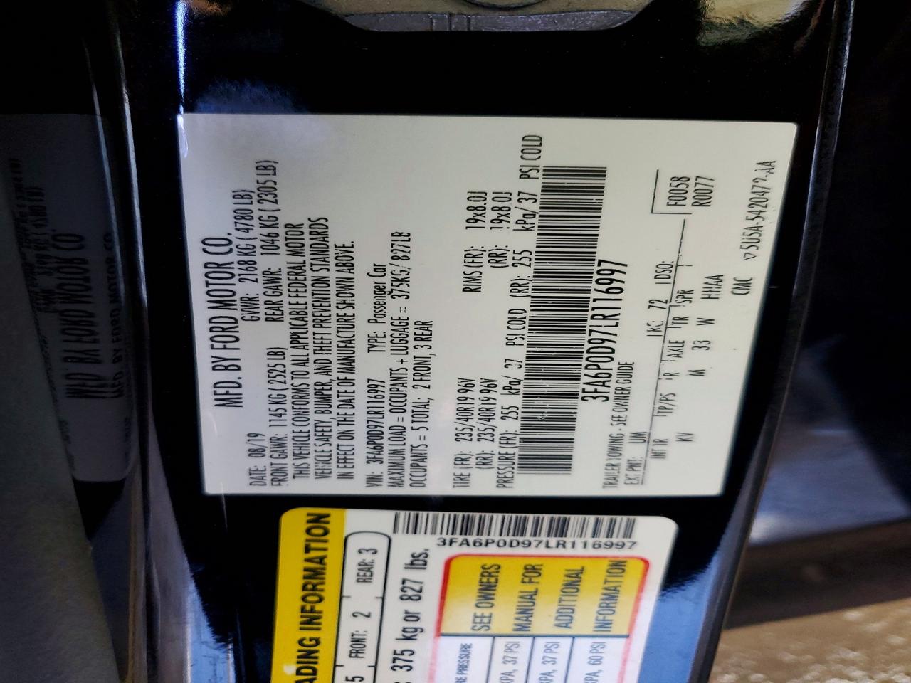 2020 FORD FUSION TITANIUM photo 12