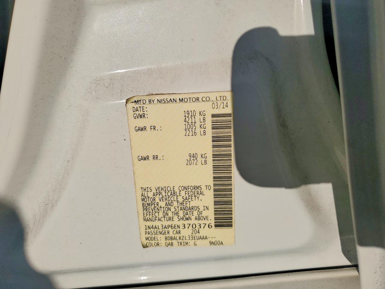 2014 NISSAN ALTIMA 2.5 photo 12