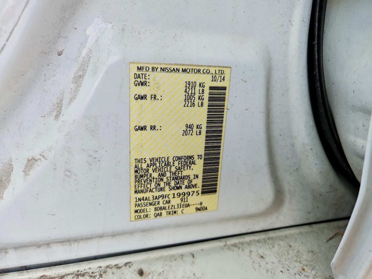2015 NISSAN ALTIMA 2.5 photo 13