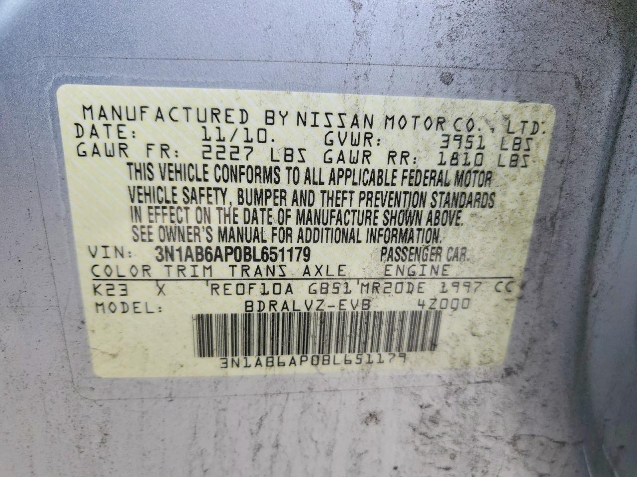2011 NISSAN SENTRA 2.0 photo 12