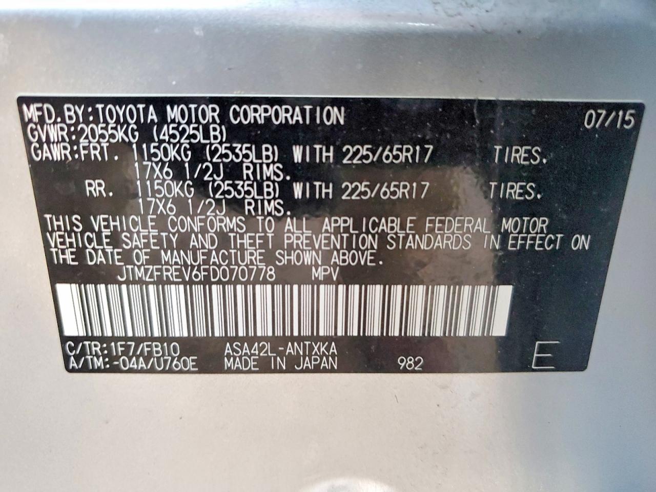 2015 TOYOTA RAV4 LE photo 13