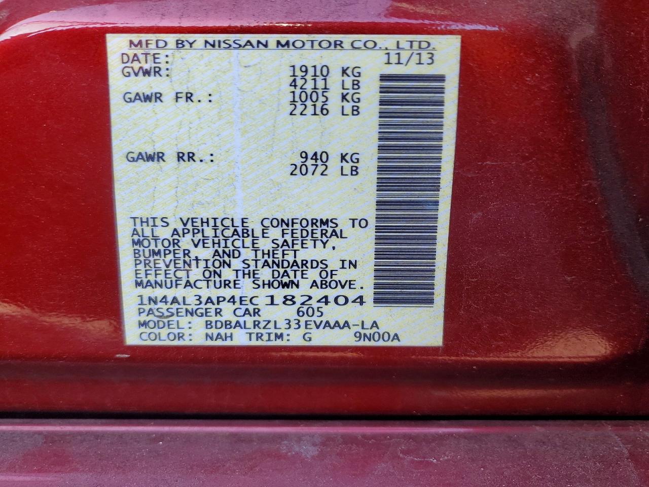 2014 NISSAN ALTIMA 2.5 photo 12