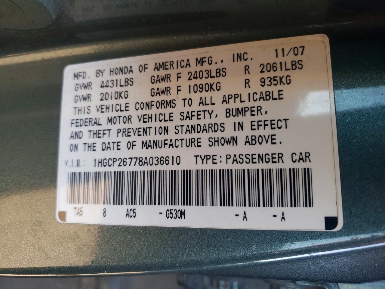 2008 HONDA ACCORD EX photo 23