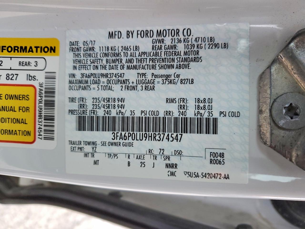 2017 FORD FUSION SE HYBRID photo 12