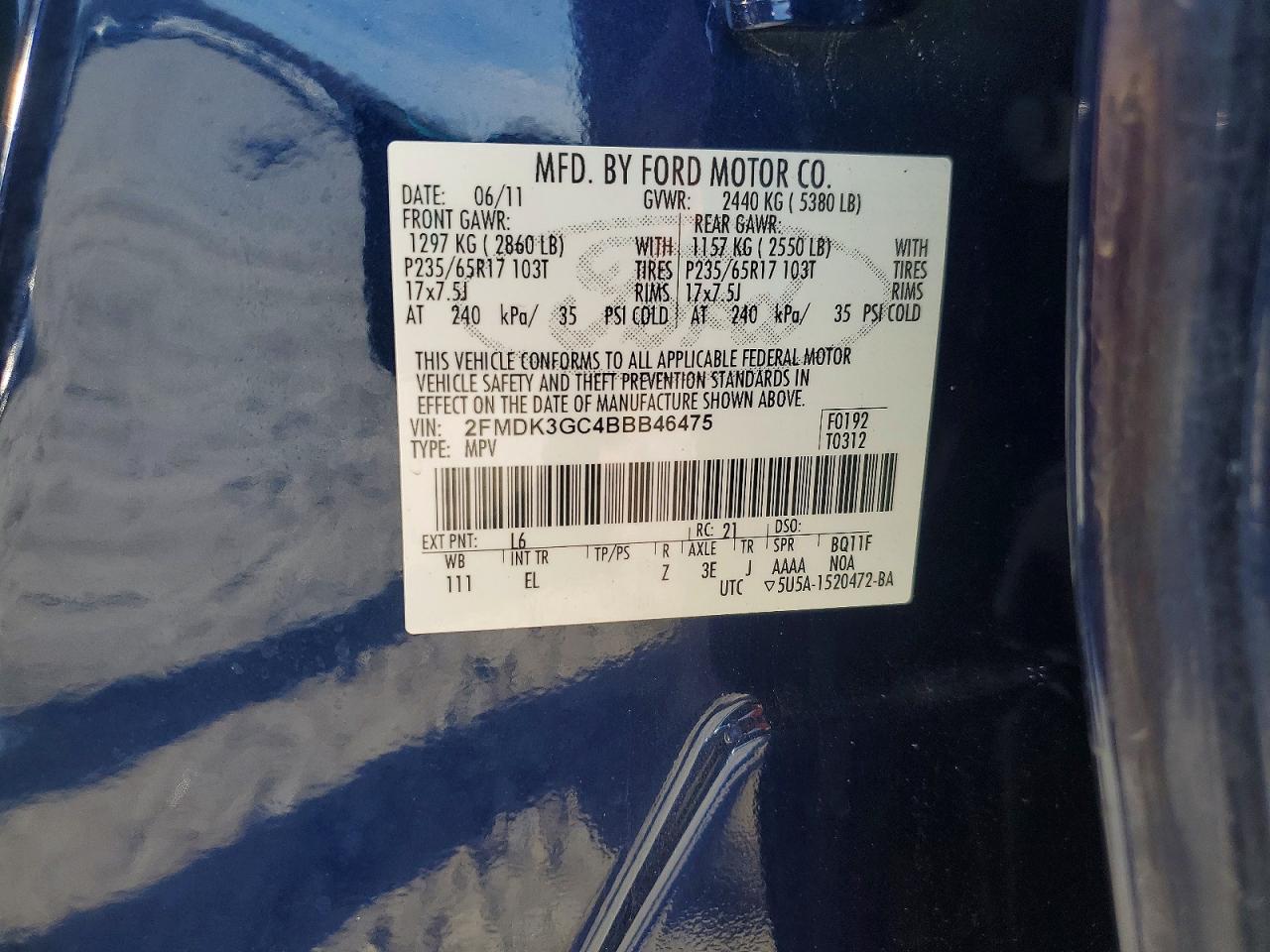 2011 FORD EDGE SE photo 12