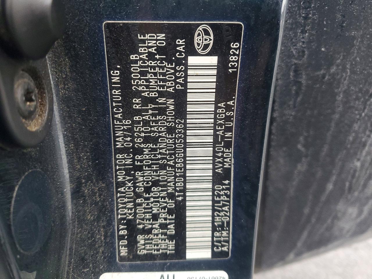 2016 TOYOTA AVALON HYBRID photo 13