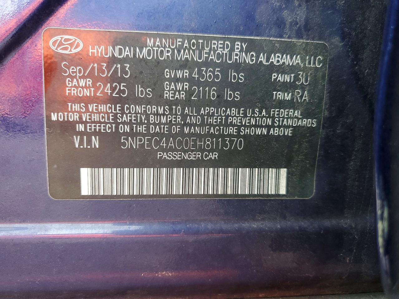 2014 HYUNDAI SONATA SE photo 13