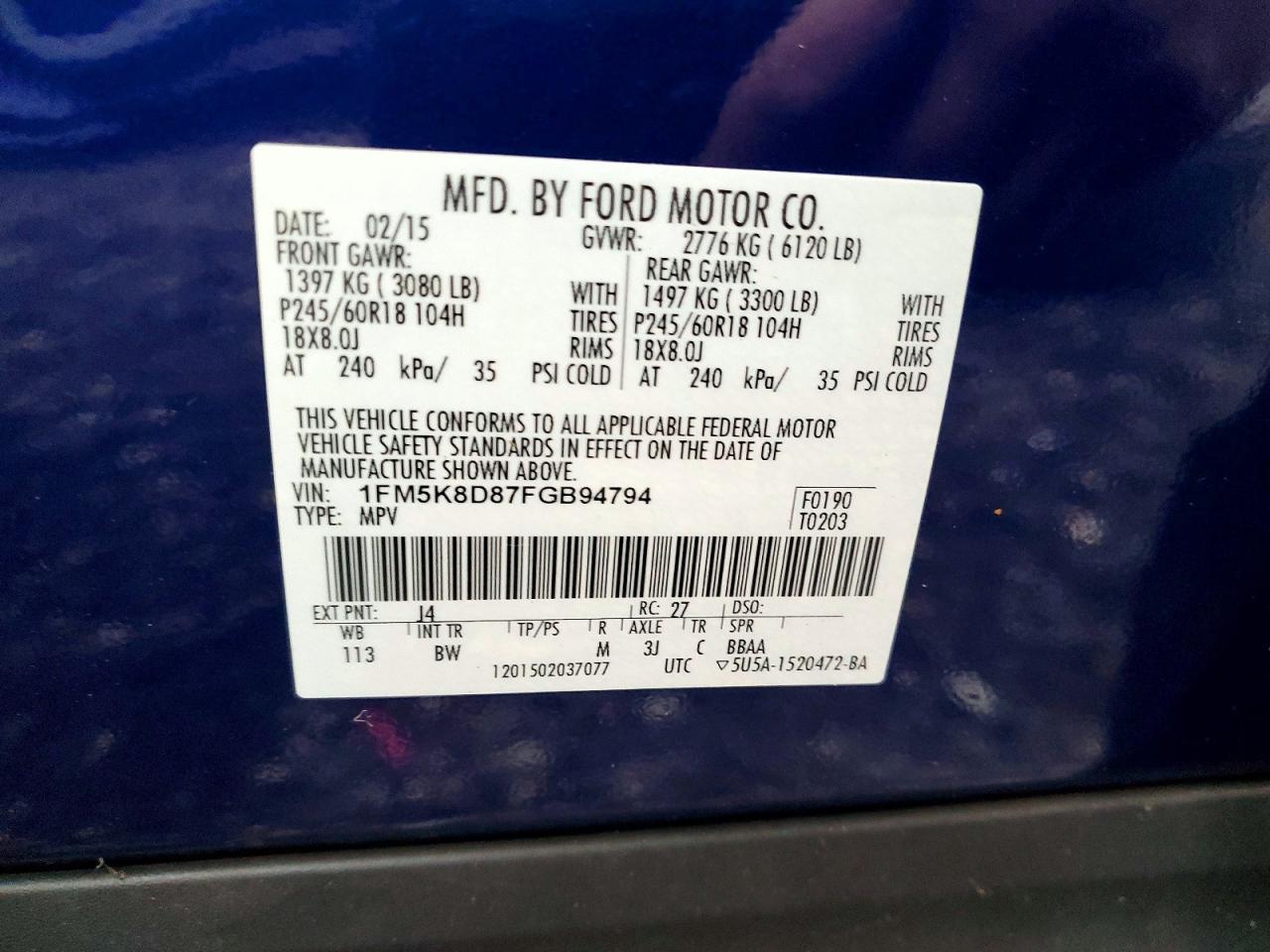 2015 FORD EXPLORER XLT photo 13