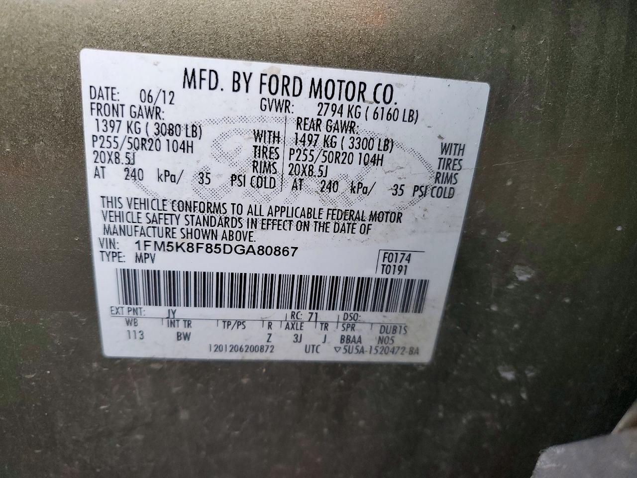 2013 FORD EXPLORER LIMITED photo 13