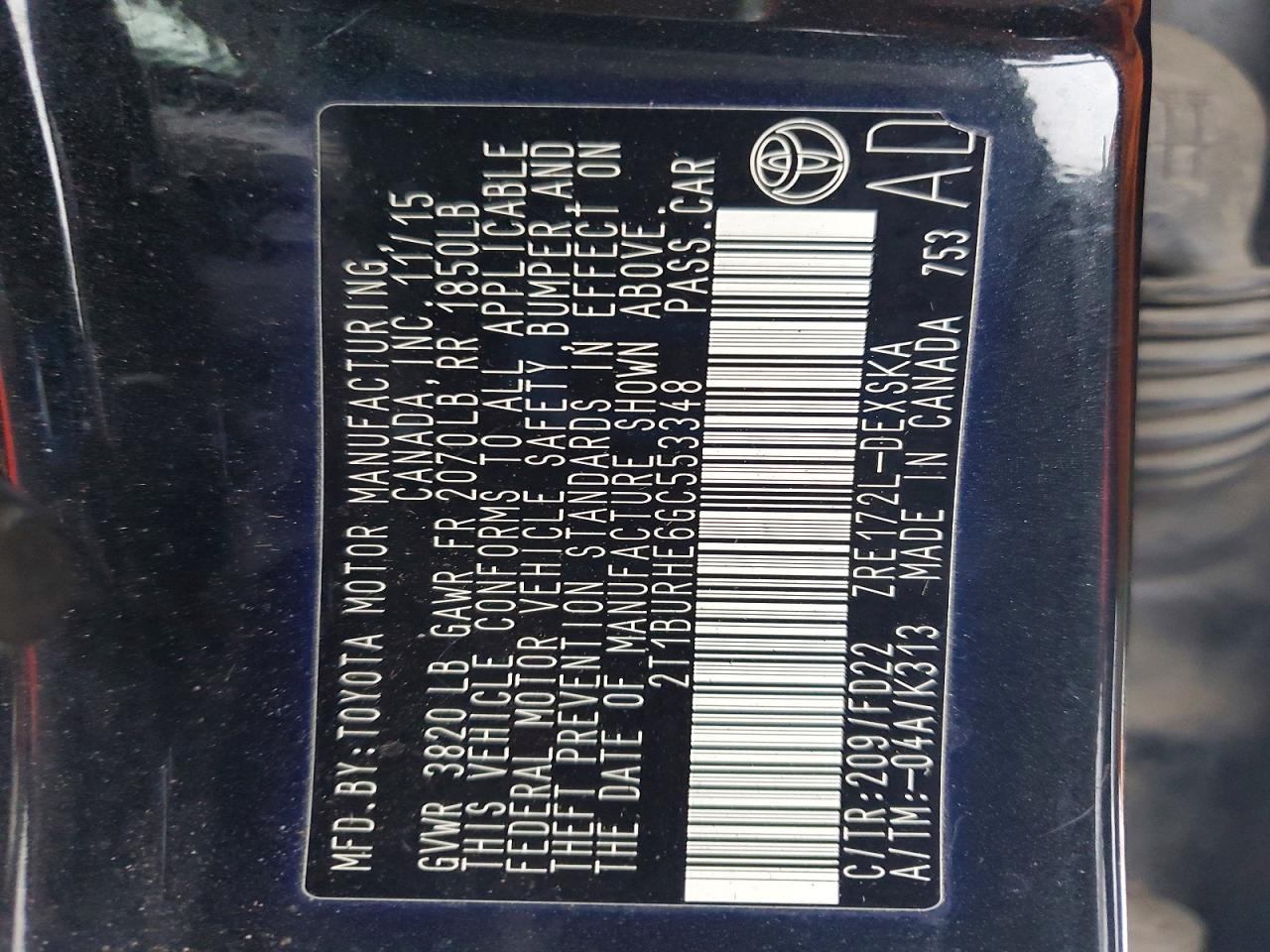 2016 TOYOTA COROLLA L photo 13