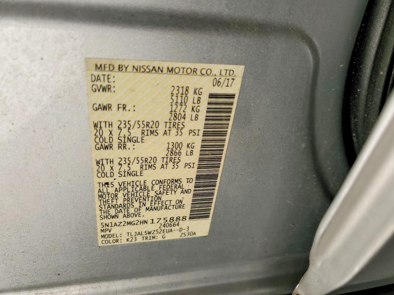 2017 NISSAN MURANO S photo 13